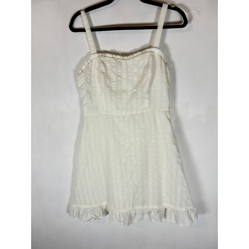 Speechless M White Textured Fit & Flare Ruffle Cottagecore Sundress Mini Dress